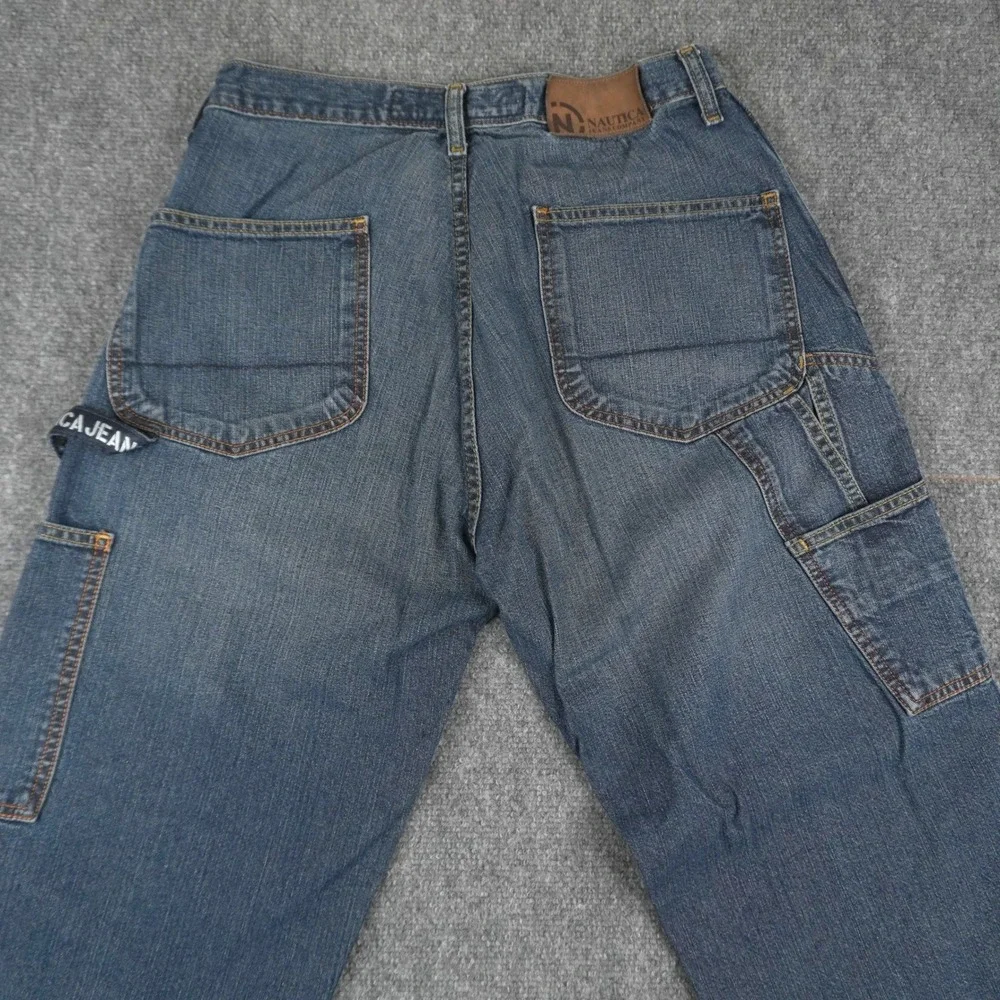 Nautica Jeans Company Carpenter BAGGY Pants Mens 30x32 Denim Utility Hammer Loop